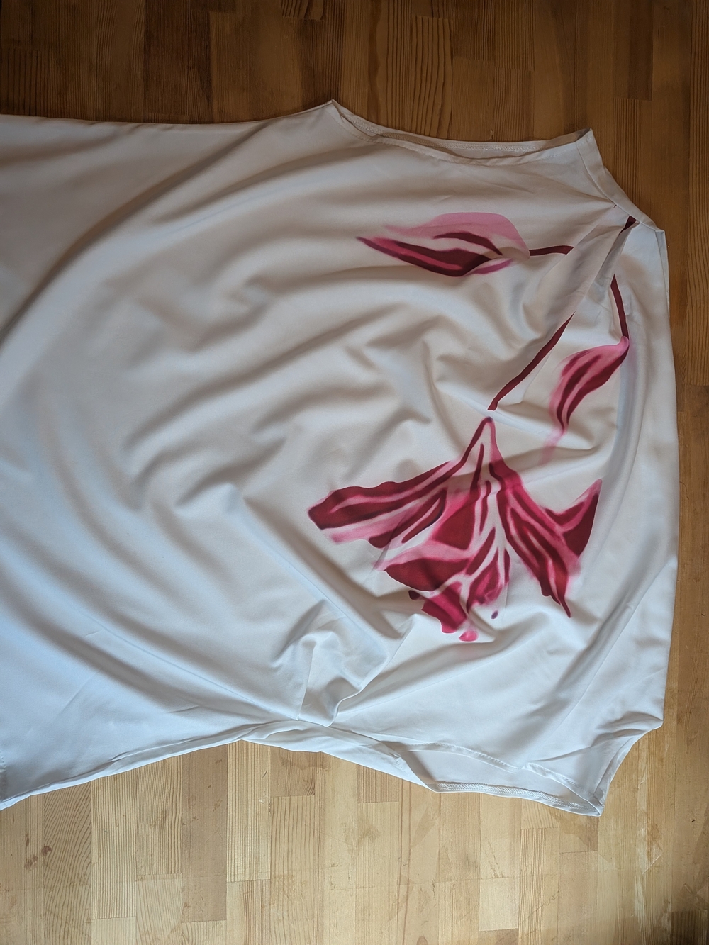 SHEIN White Top with Pink Floral Artwork